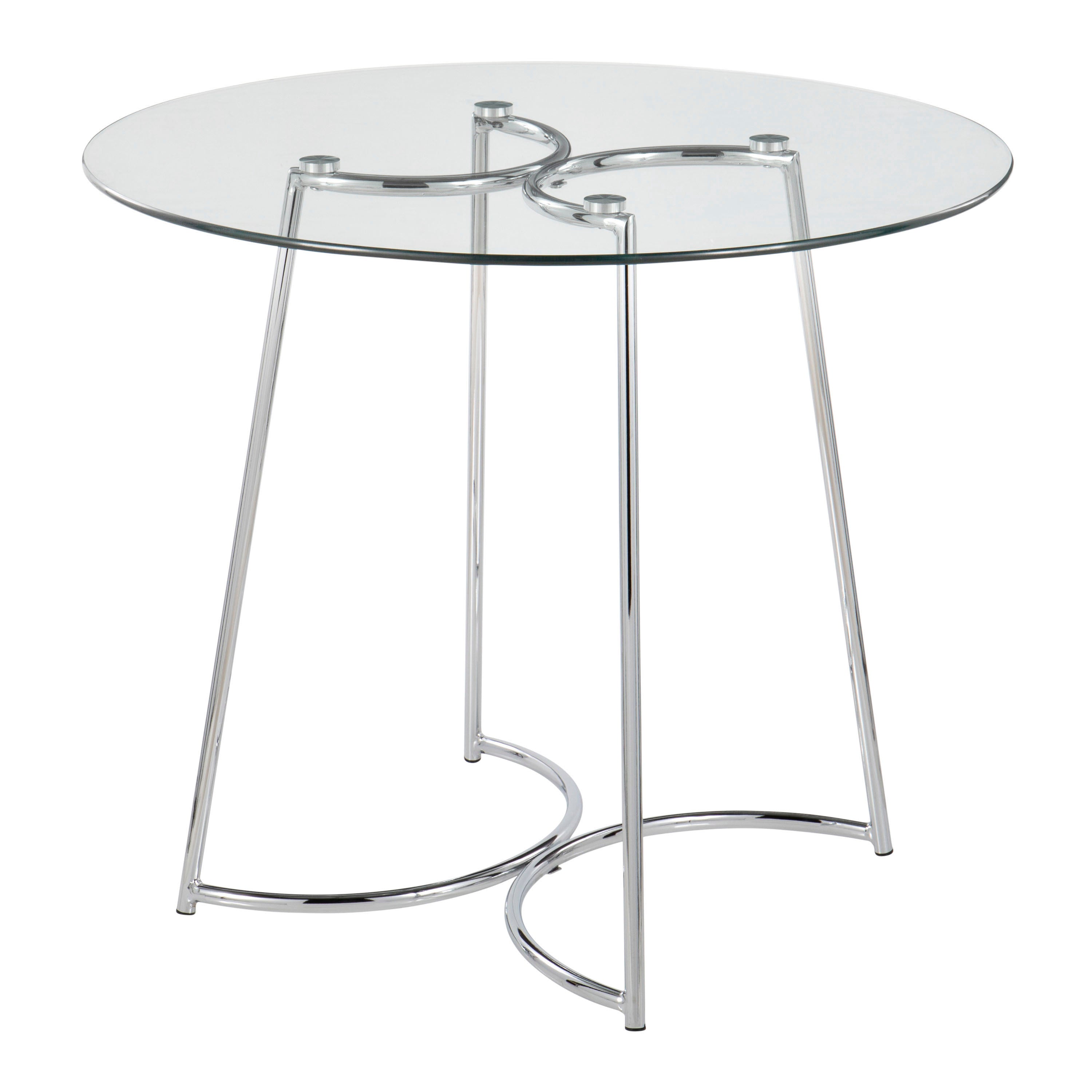Cece Contemporary Dinette Table in Chrome with Clear Glass Top by LumiSource