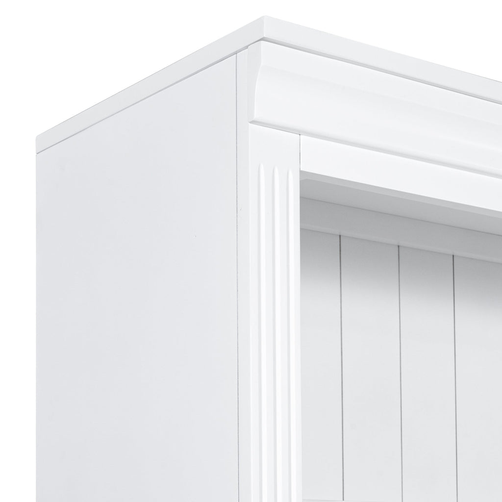 83.4"Tall Bookshelf Suite, Modern Bookcase Suite with LED Lighting,Doors and Drawers,2-Piece Set Storage Bookcase with Open Shelves for Living Room,Home Office,White