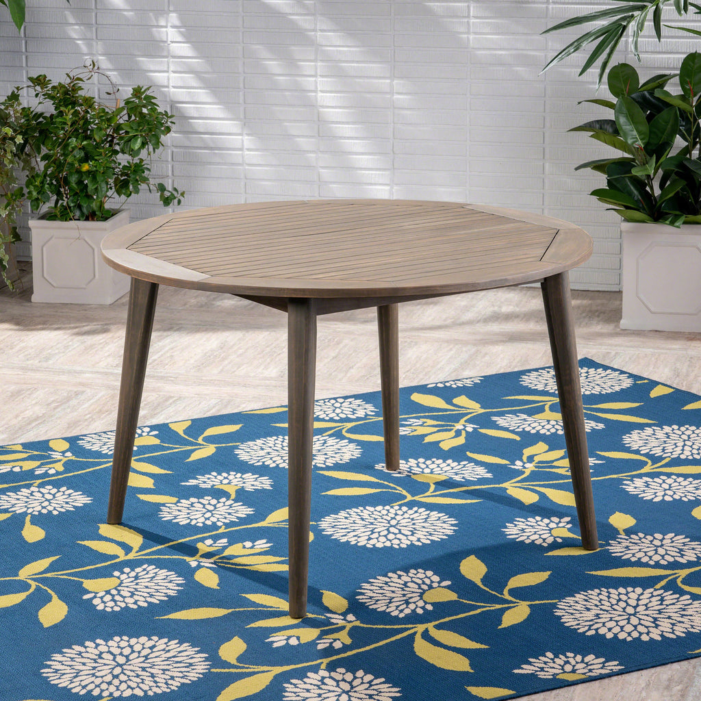 STAMFORD 47 Outdoor Dining Table Modern Design Grey Acacia Wood 47.25 inches