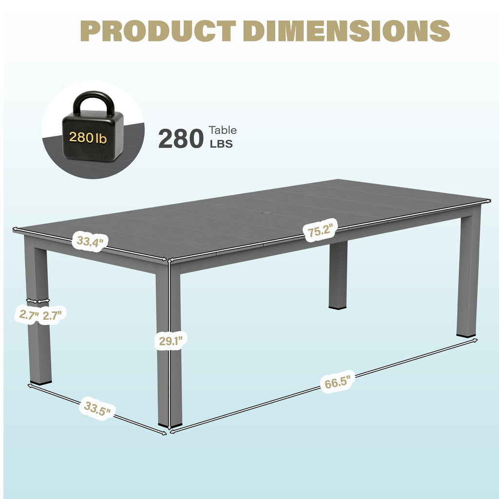 A single outdoor dining table that can be used in multiple scenarios