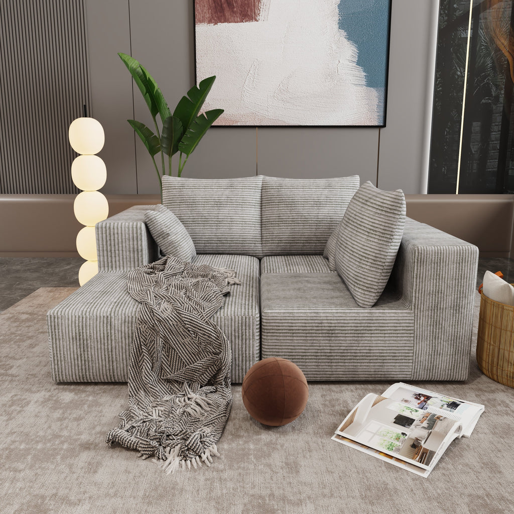Corner combination sofa, sectional sofa ,couch sofa,sofa bed, made of high-density sponge and soft plush fabric, with multiple combinations available(gray)