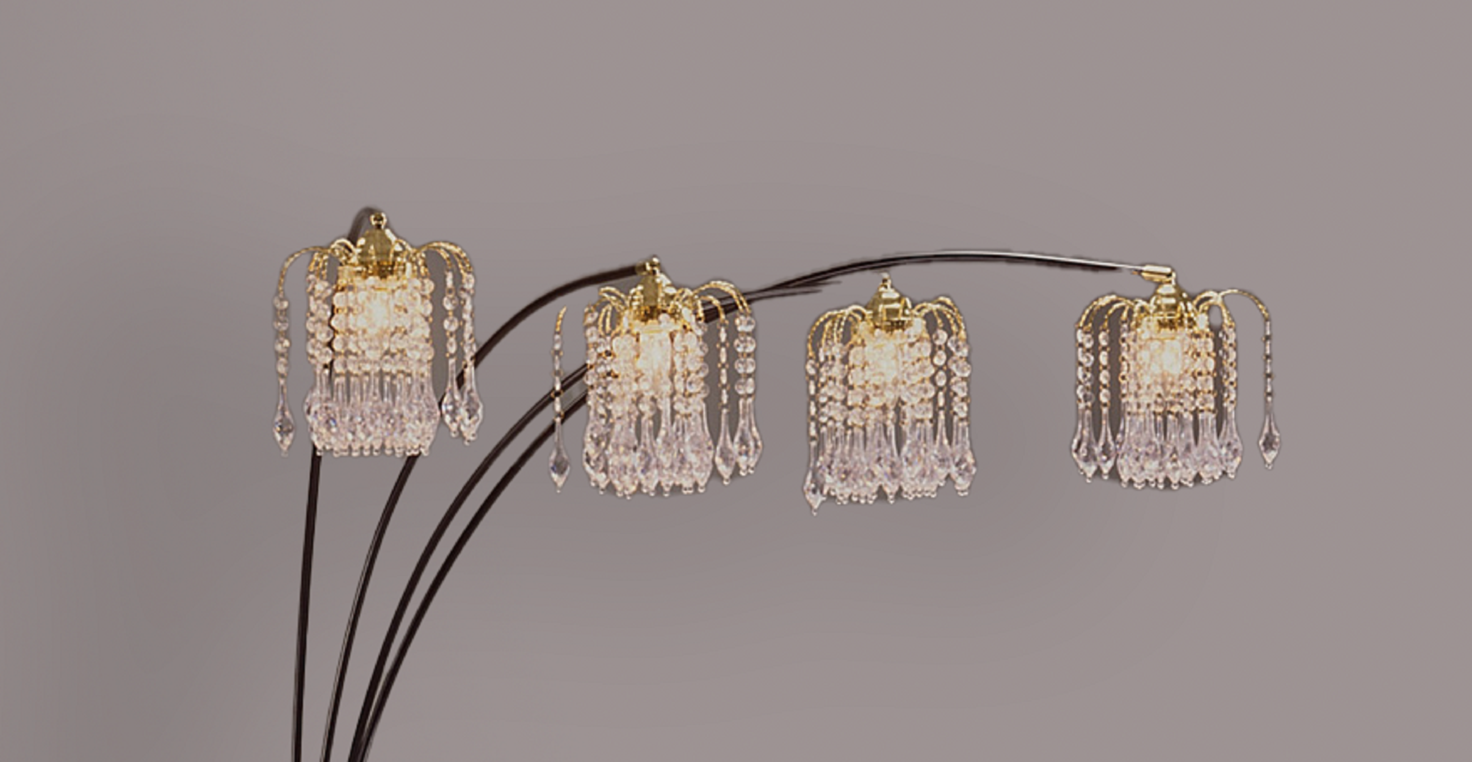 1pc Modern Design Classic Luxury Sleek Multi-head Floor Arc Lamp Half Moon Radiant Crystal-encrusted Sleek Metallic Stems Living Room Black Arc Lamp