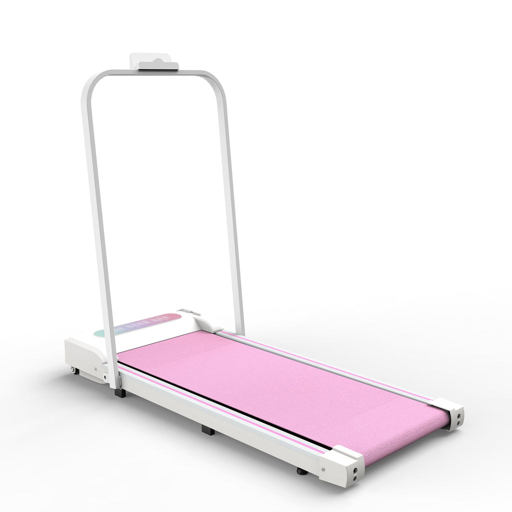 Under Desk Treadmill, Walking Pad, 2 in 1 Portable Treadmill with Handle Remote Control LED Display, Walking Jogging Machine for Home Office Use Pink
