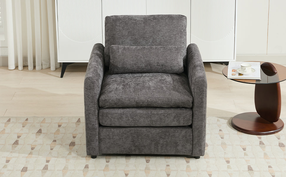 31.9' Cozy Upholstered Armchair Oversized Comfy Cloud Sofa Double Cushion Single Sofa Plush Cushion Armchair for Living Room, Grey