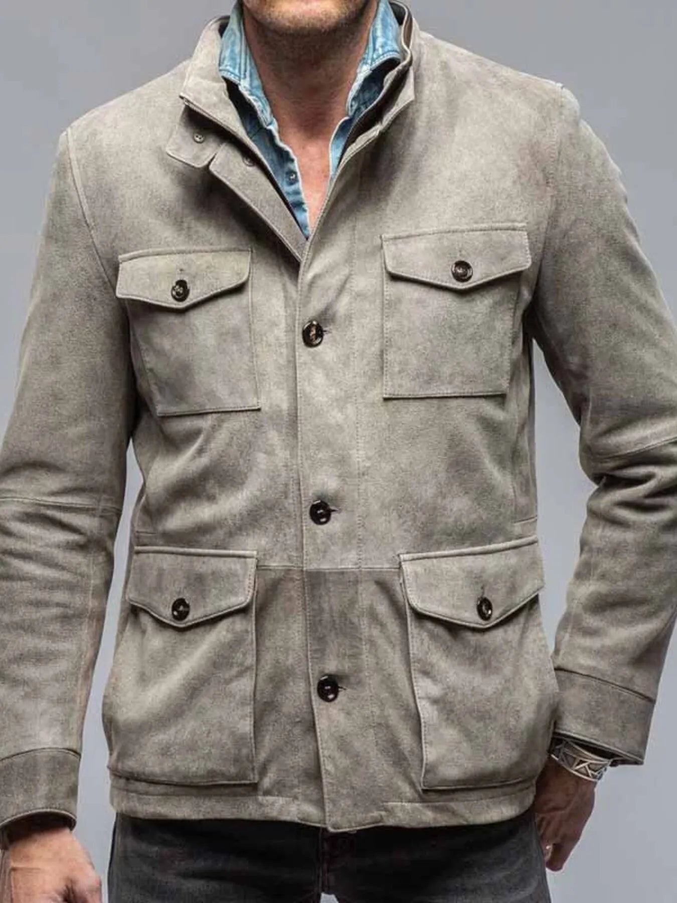 Multi-Pocket Long Sleeve Jacket Plus Size
