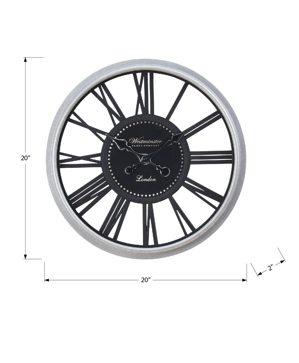 Clocks, 20' Round, Wall Clock, Black, Silver, Transitional
