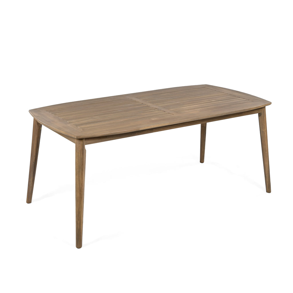 Acacia Wood Dining Table 8-Person Outdoor Table, Farmhouse Furniture for Patio, Garden, Backyard, Light Brown 180 LBS Weight Capacity 70.75'L