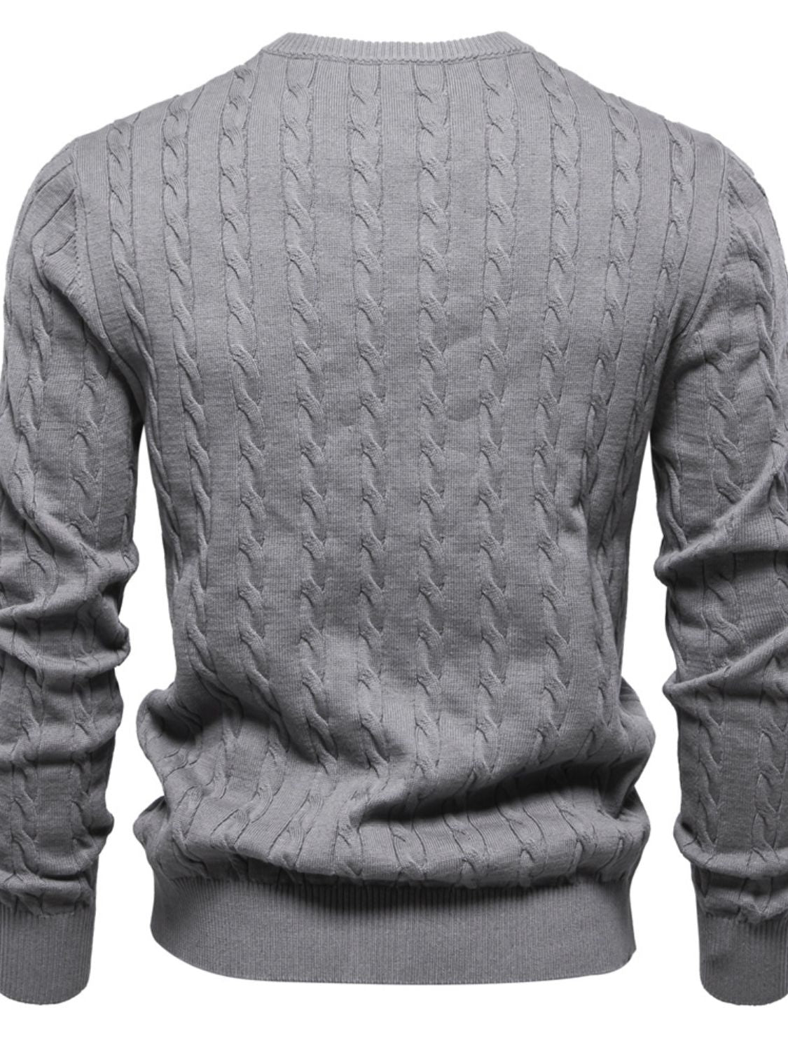 Cable-Knit Round Neck Long Sleeve Sweater