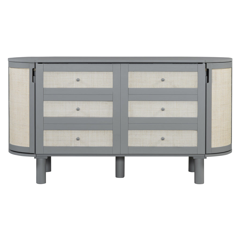 Full Murphy Bed with Hidden Storage & Modern Woven Design,Gray