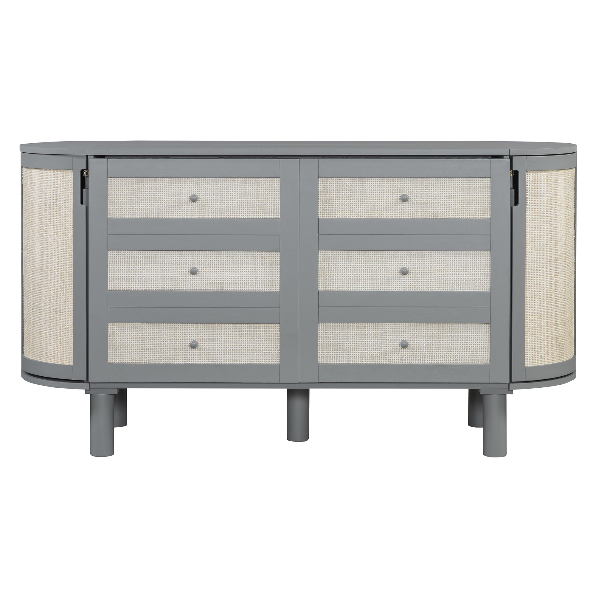 Full Murphy Bed with Hidden Storage & Modern Woven Design,Gray