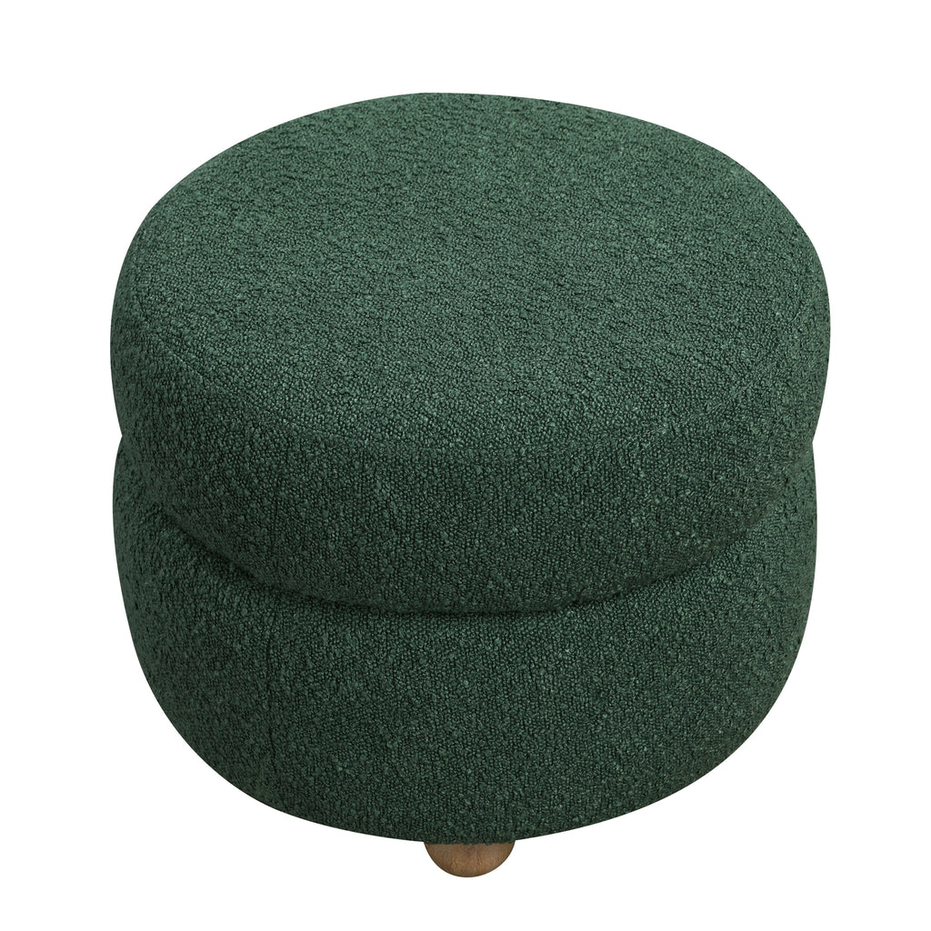 Modern Contemporary Swivel Chair with Ottoman Green Boucle Fabric Upholstery Solid Wood Living Room Furniture