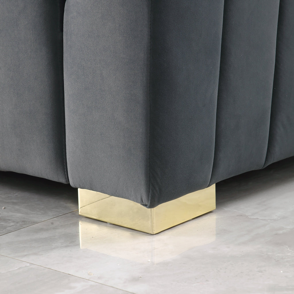 A modern  channel sofa  take on a traditional Chesterfield,Grey color,3 seater