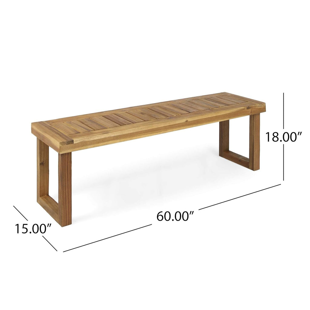 Outdoor Acacia Wood Dining Set, Sandblast Natural Finish