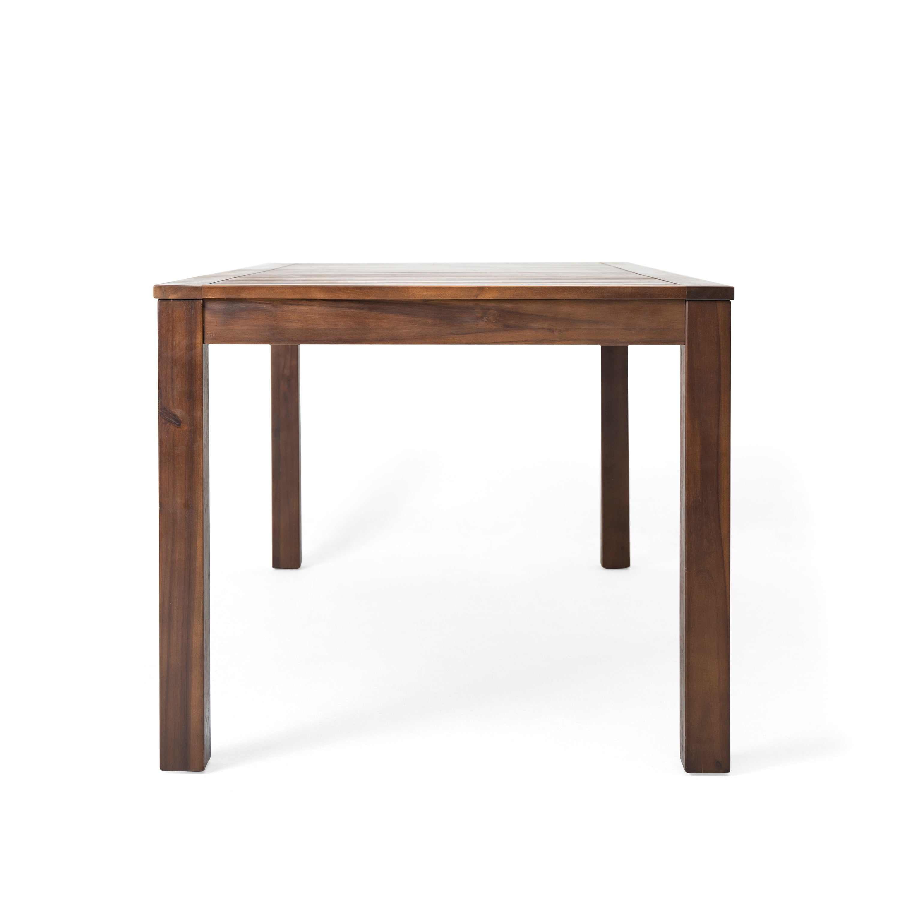 69 Acacia Wood Outdoor Dining Table with Slatted Top, Dark Brown