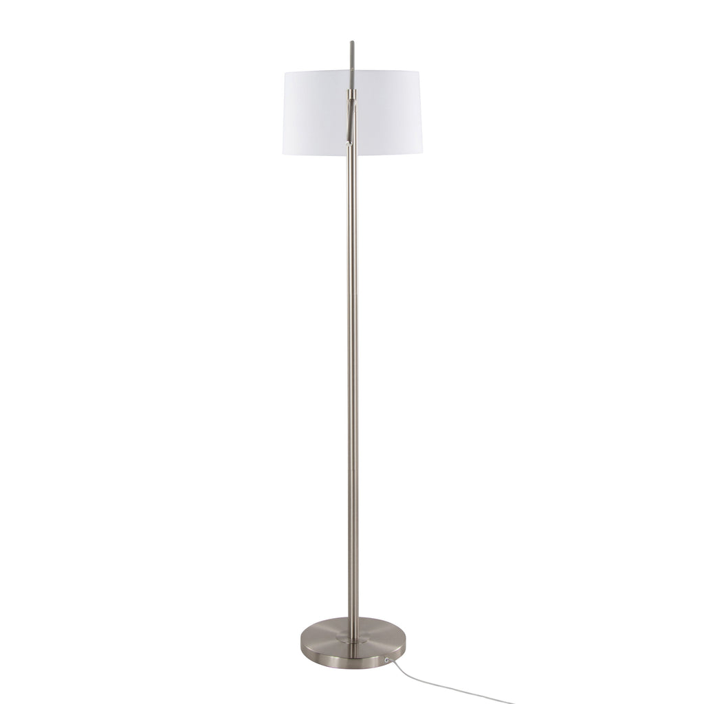 Casper 69' Contemporary Metal Floor Lamp in Brushed Nickel with Off-White Linen Shade from Grandview Gallery by LumiSource