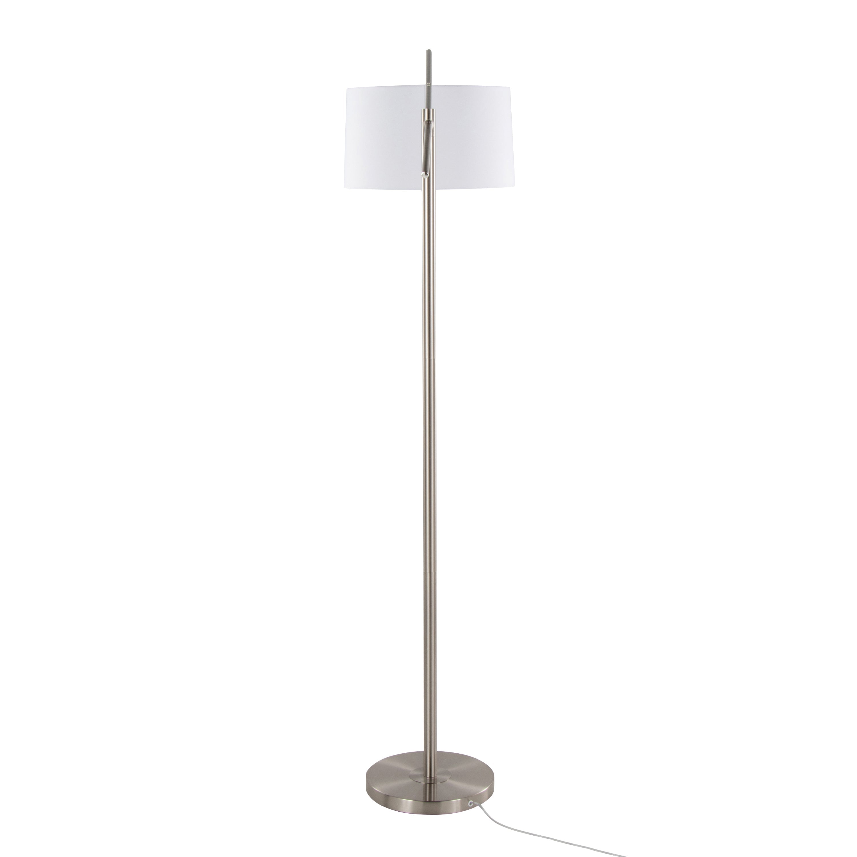Casper 69' Contemporary Metal Floor Lamp in Brushed Nickel with Off-White Linen Shade from Grandview Gallery by LumiSource