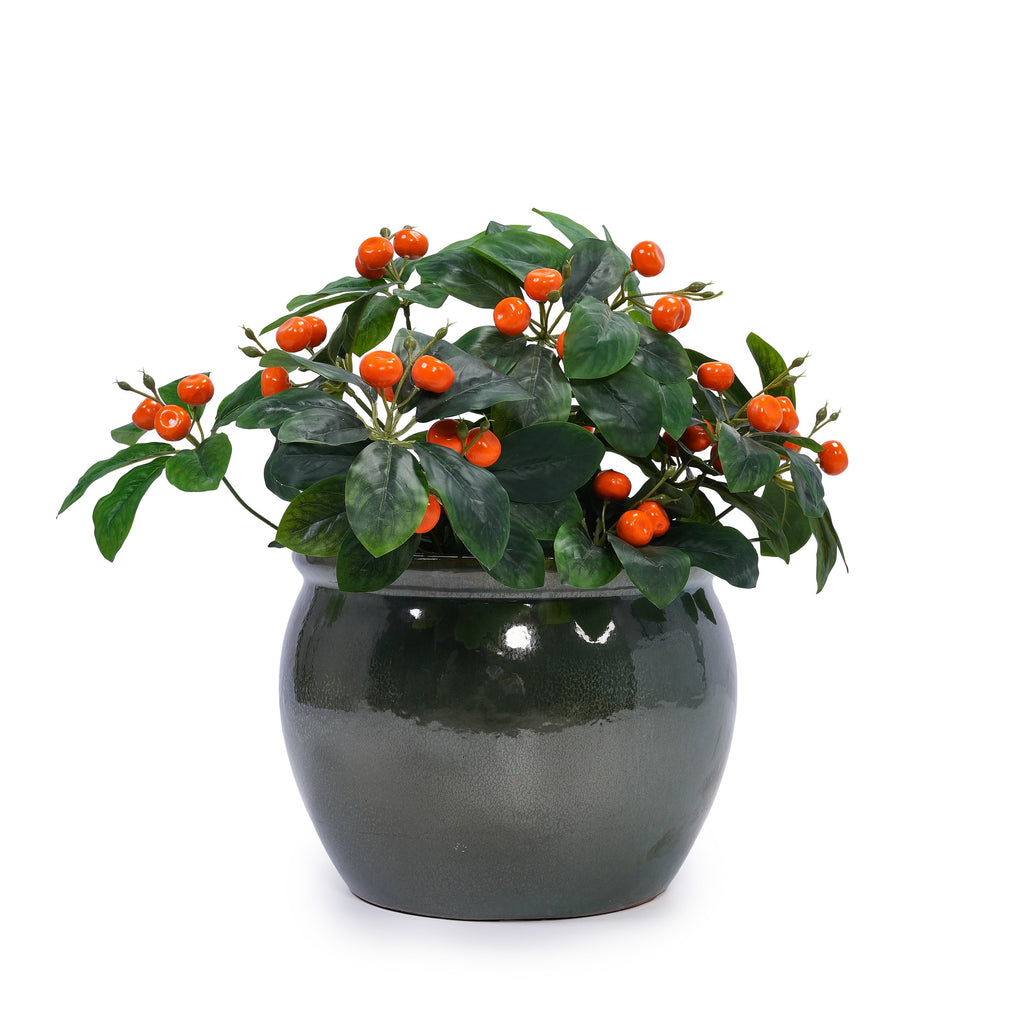 3 Pieces Ceramic Flowerpot, Modern Planter for Patio, Garden or Windowsills - Antique Blue Green