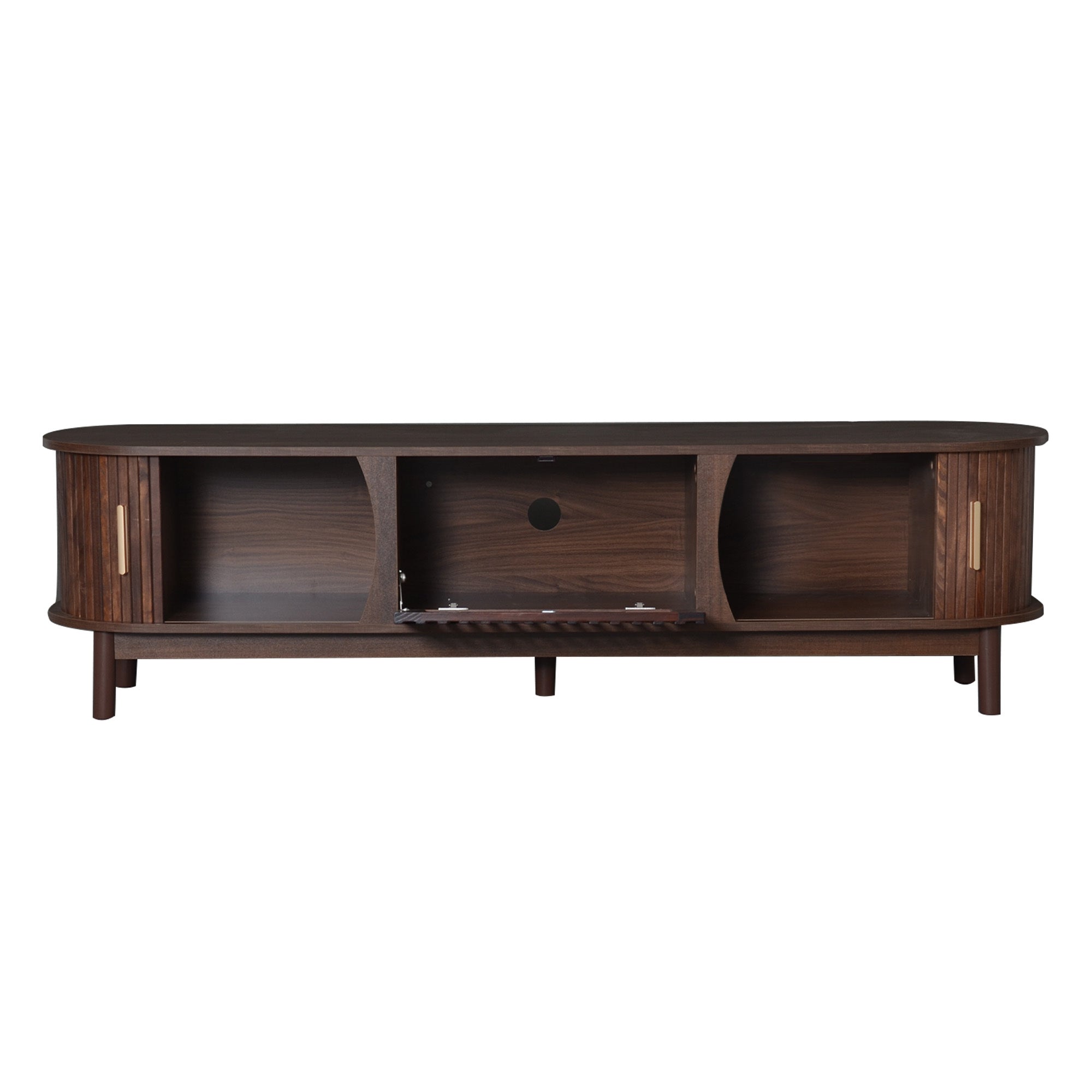Modern Farmhouse TV Stand for 75' TVs, Wood Entertainment Center with Storage Cabinet, TV Console Table for Living Room, Bedroom