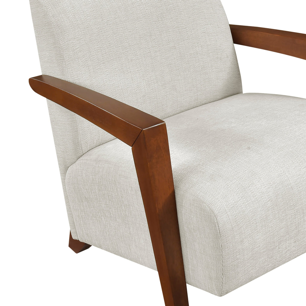 Ultra-Modern Accent Chair Beige Fabric Foam Seat Cushion Solid Wood Luxury Living Room Furniture 1pc