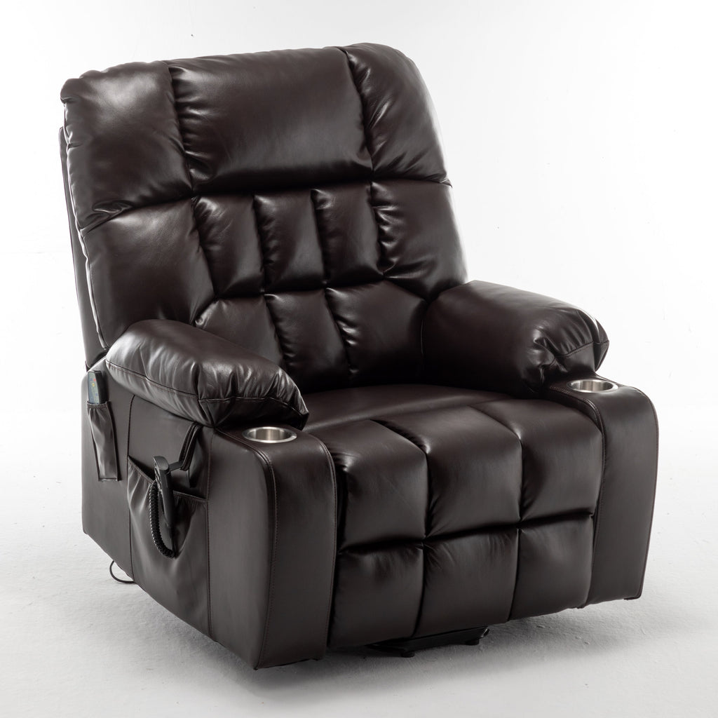 Lift Chair for Big and Tall Person with Inconvenient Legs: High Density Foam Lift Sofa with Heat and Massage, 2 Pockets, 2 Cup Holder, 2 Remote, OKIN Motor