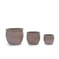 3 Pieces Ceramic Flowerpot, Modern Planter for Patio, Garden or Windowsills - Antique Yellow