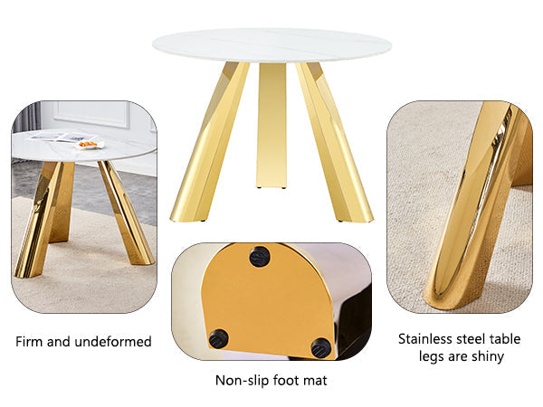 42' Luxury Sintered Stone Table: 0.45' Durable Top + 6' Steel Legs, 500lb Capacity, Stain/Heat-Resistant White/Gray Veined Surface - Modern Minimalist Design