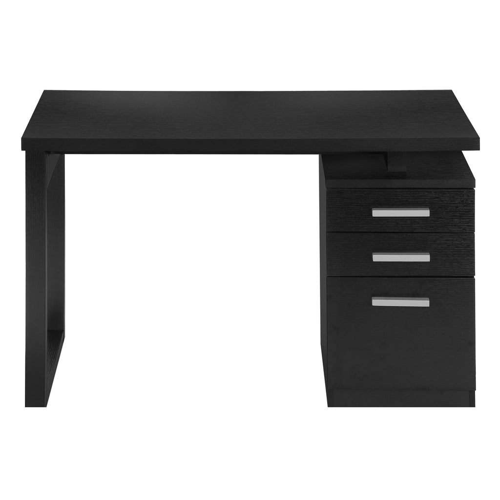 Computer Desk, Home Office, Laptop, Left, Right Set-up, Storage Drawers, 48'l, Work, Black Laminate, Contemporary, Modern