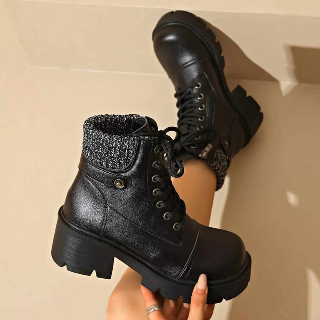 Round Toe Block Heels Boots