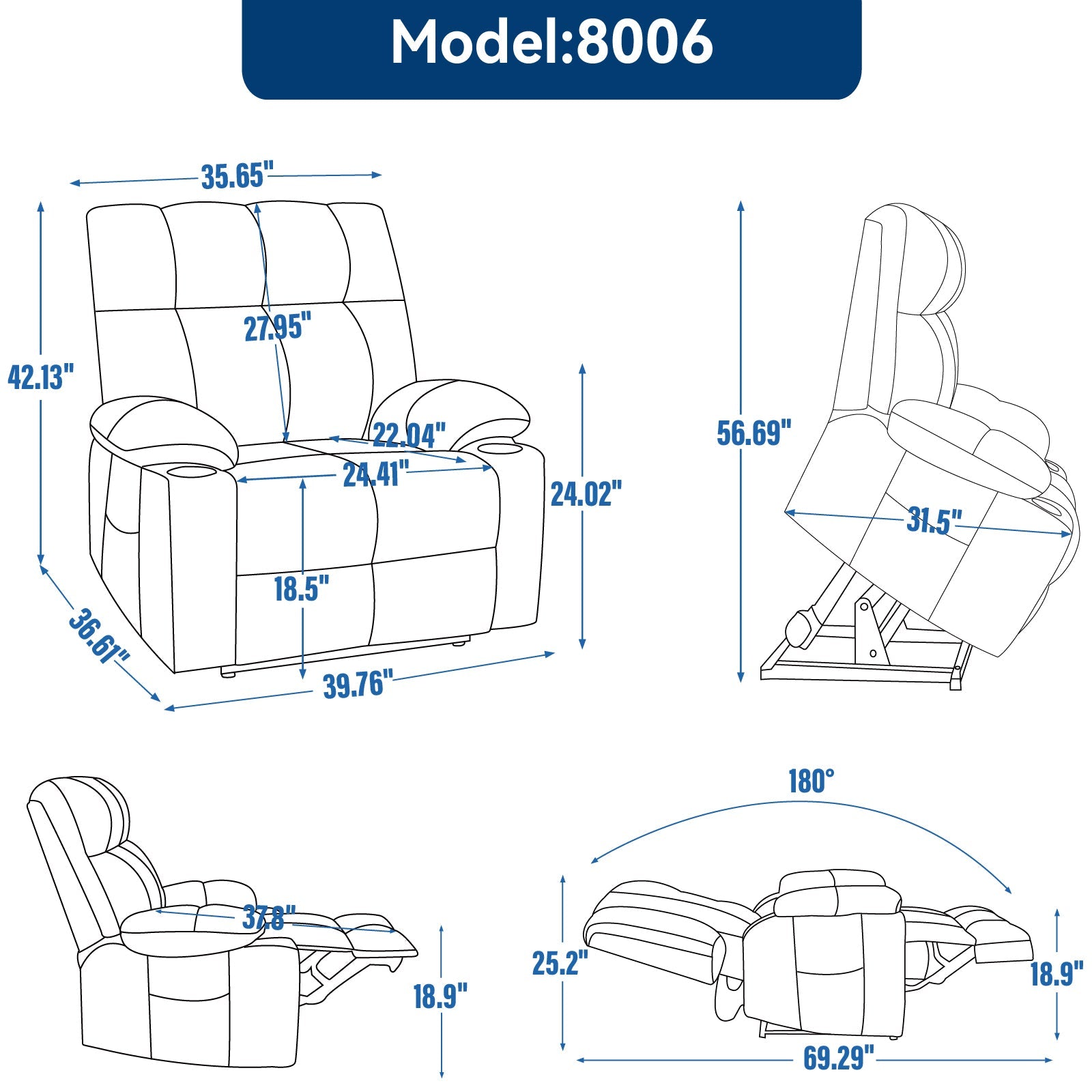 Grey Dual Motor Infinite Position Up to 350 LBS Chenille Power Lift Recliner Chair, Heavy Duty Motion Mechanism with 8-Point Vibration Massage and Lumbar Heating, Dual Cup Holders