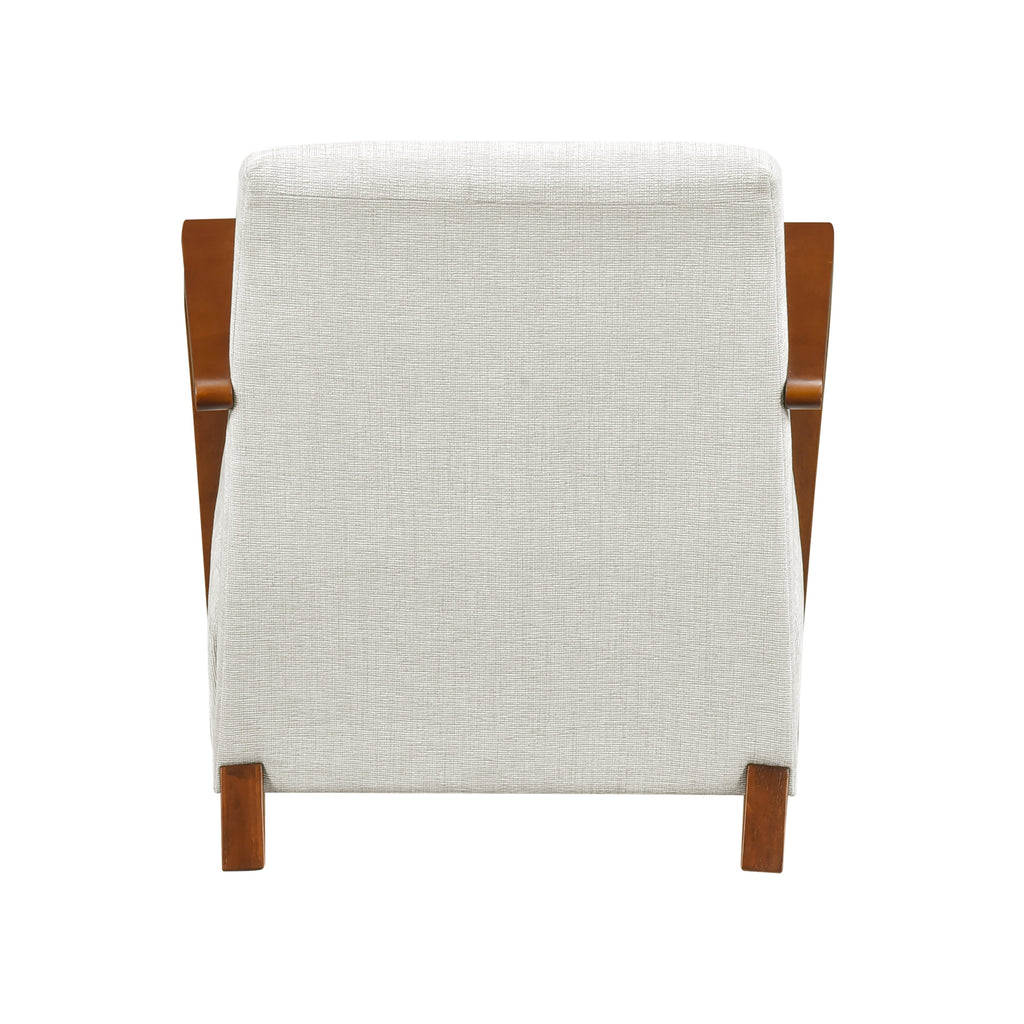 Ultra-Modern Accent Chair Beige Fabric Foam Seat Cushion Solid Wood Luxury Living Room Furniture 1pc