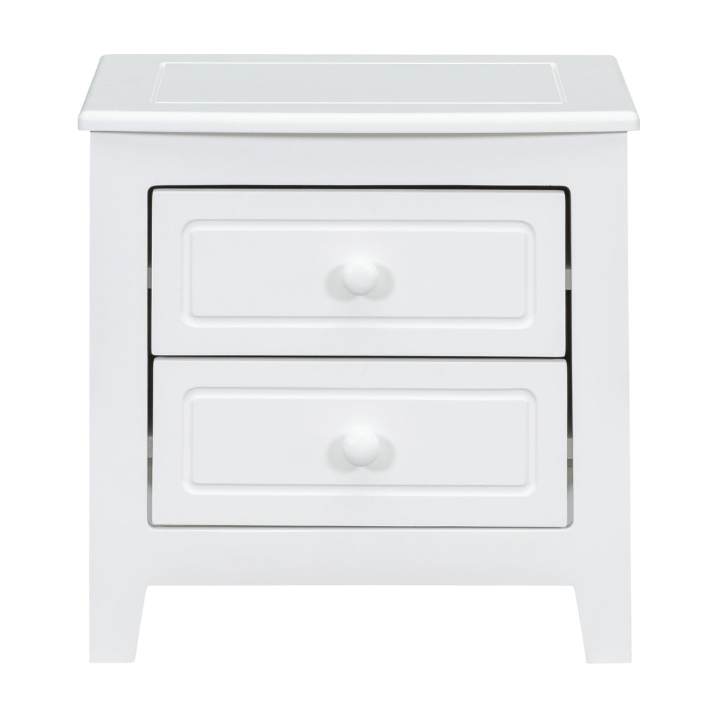 3-Pieces Bedroom Sets,Queen Size Wood Platform Bed  and Two Nightstands-White