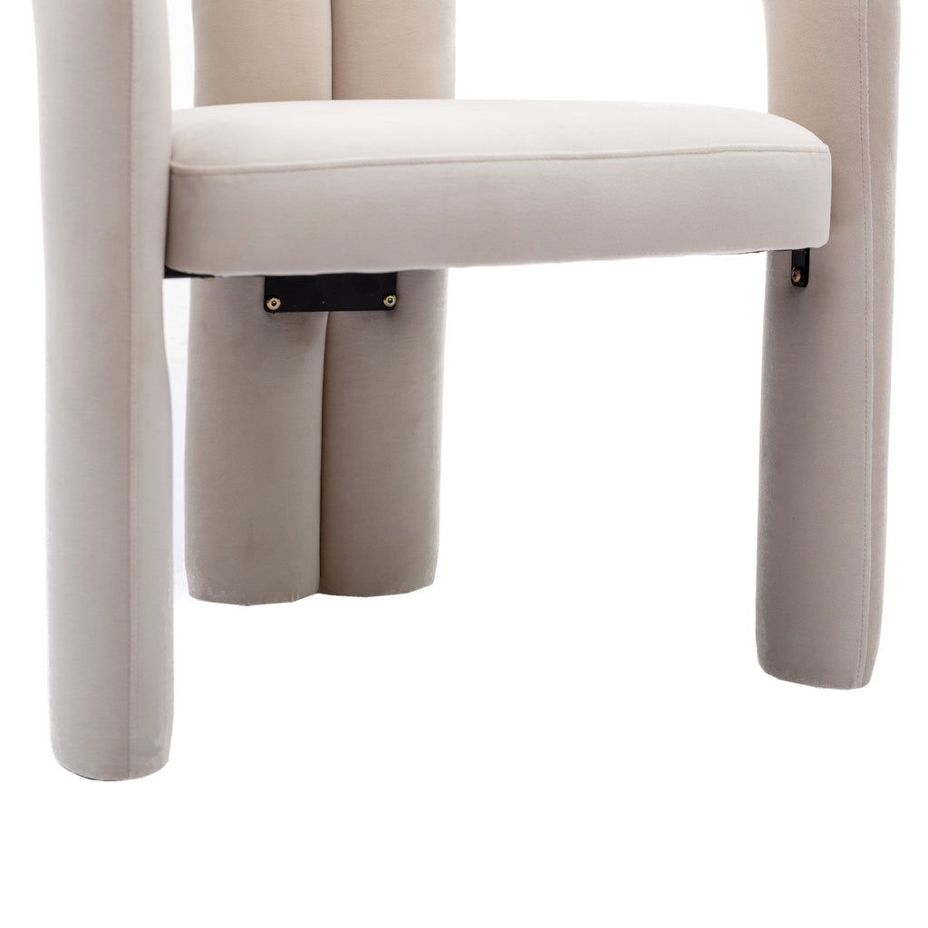 Contemporary Designed Velvet Fabric Upholstered Accent/Dining Chair /Barrel Side Chairs Kitchen Armchair for Living Room set of 2 (Beige Velvet)