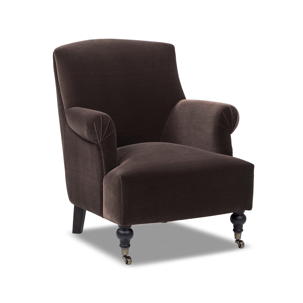 Eloise 30' Pleated Sock Arm Accent Armchair Deep Brown Performance Velvet