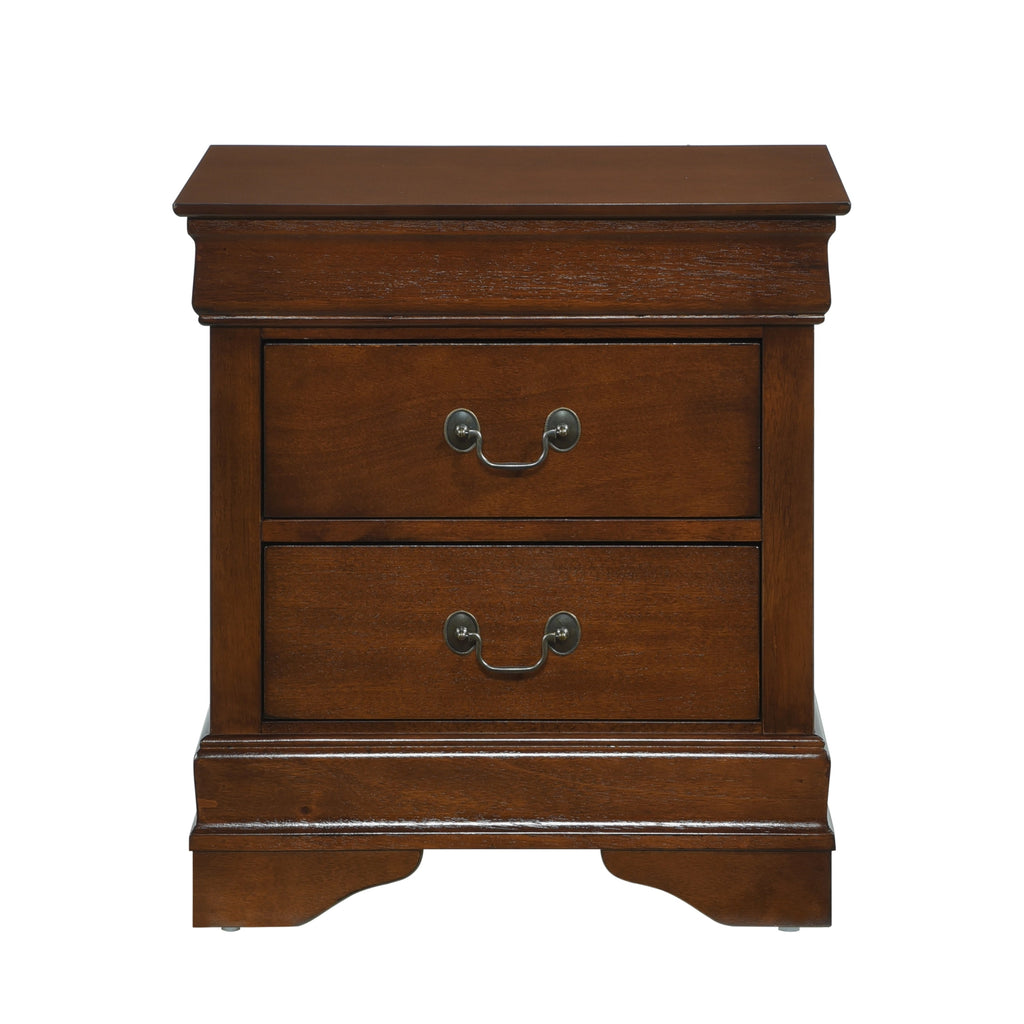Classic Louis Philippe Style Brown Cherry Finish 1pc Nightstand of 2x Drawers Traditional Design Bedroom Furniture