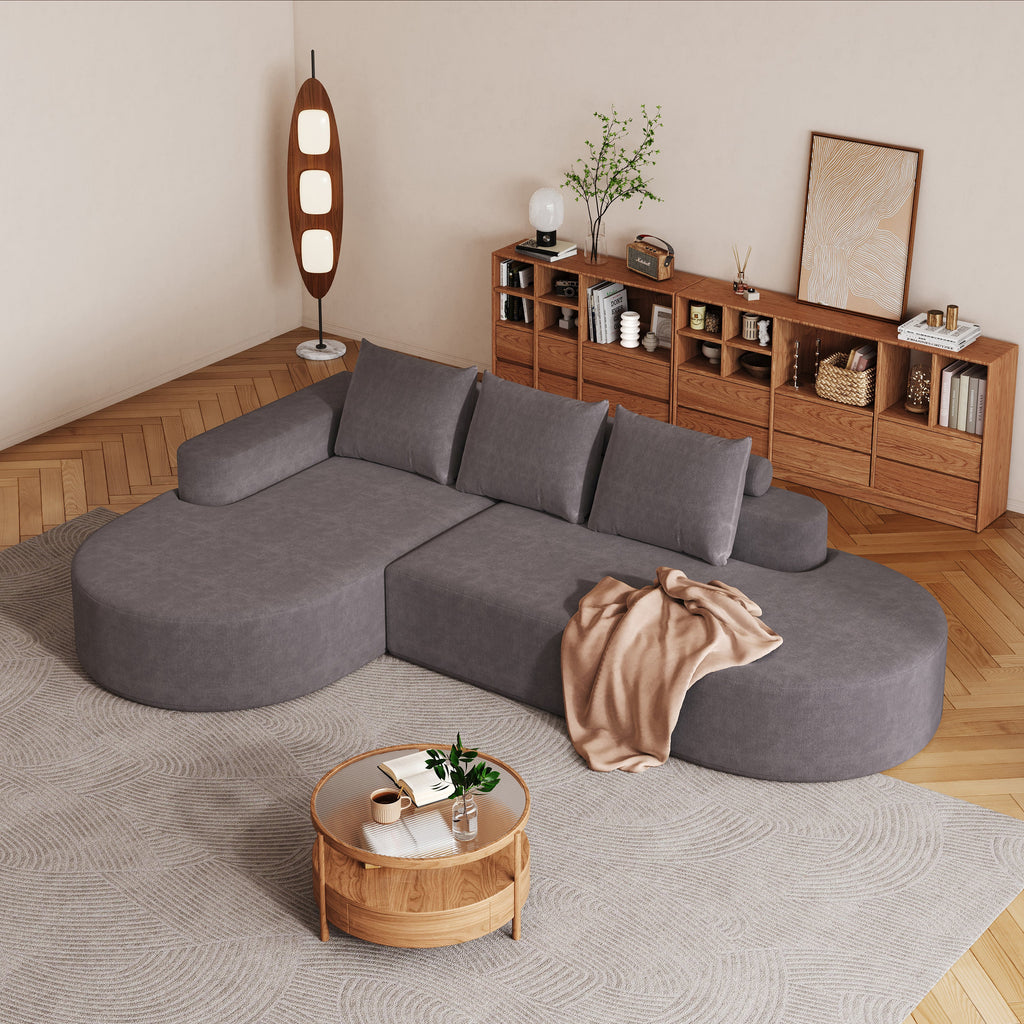 Modern Curved sofa ,Chenille Upholstered Sectional Sofa Couch Set,Modular 108.5' L Shaped Sectional Living Room Sofa Set With 3 Pillows,Free Combination Sofa Couch for Living Room,Bedroom