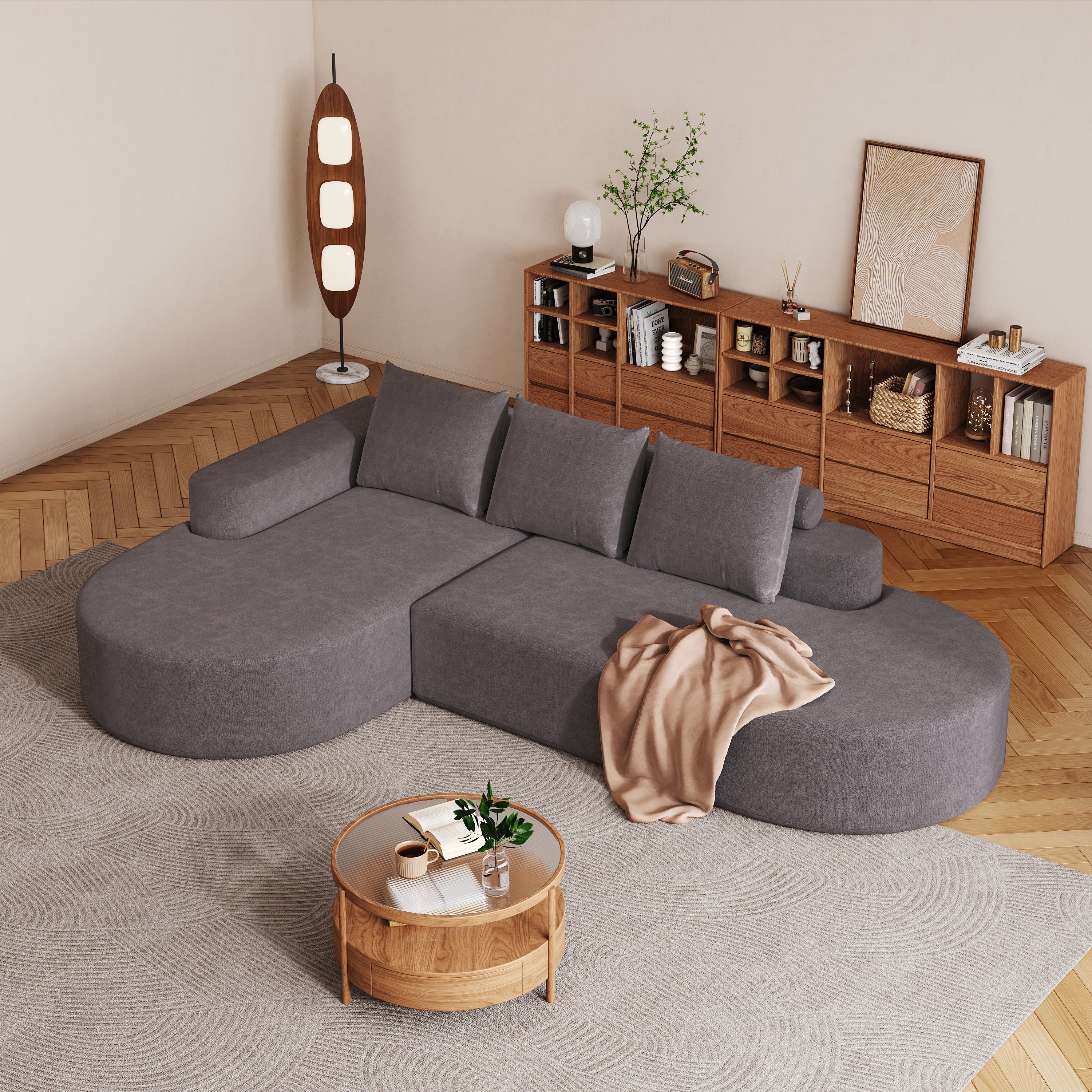Modern Curved sofa ,Chenille Upholstered Sectional Sofa Couch Set,Modular 108.5' L Shaped Sectional Living Room Sofa Set With 3 Pillows,Free Combination Sofa Couch for Living Room,Bedroom