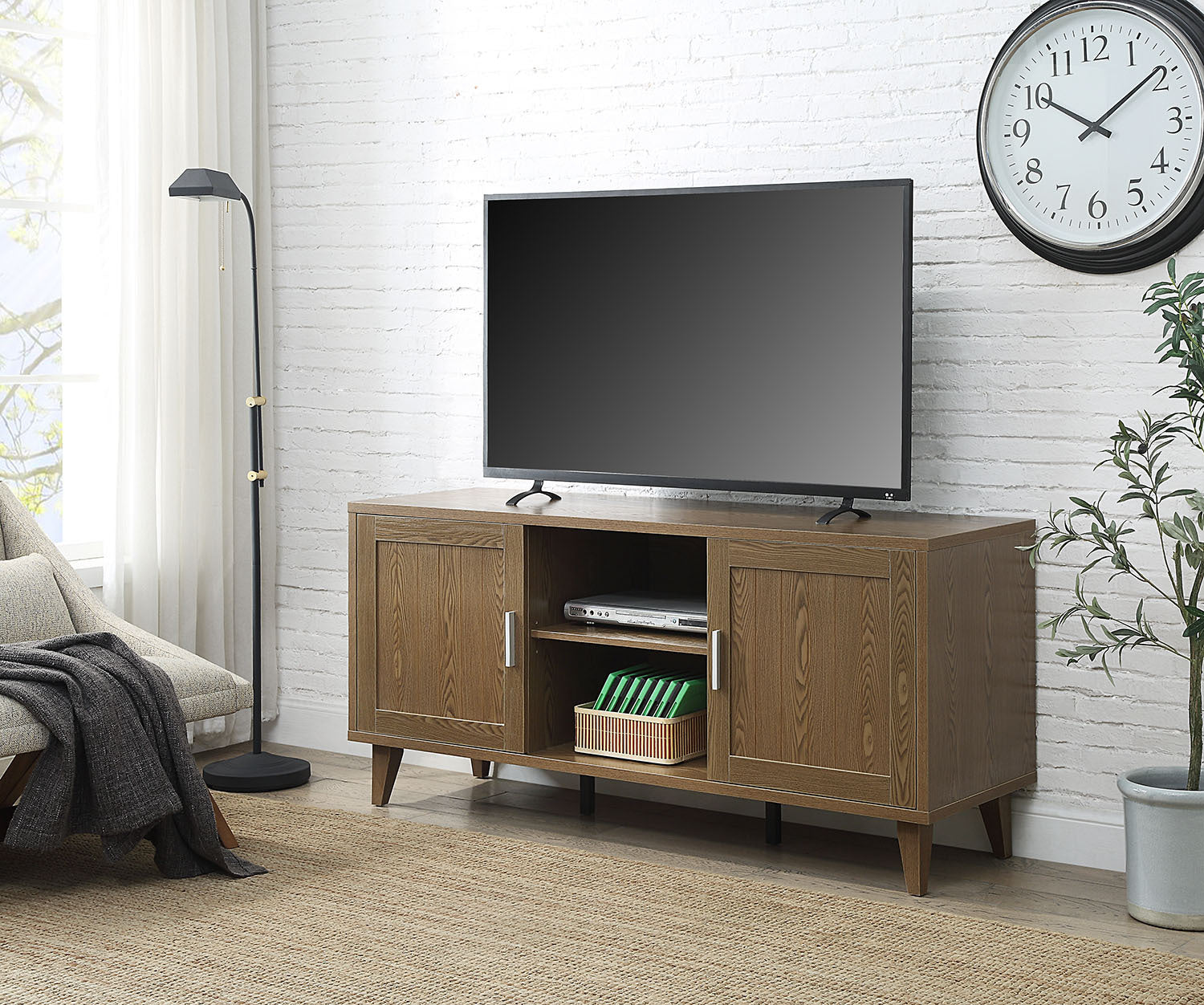 Modern 60 Inch TV Stand for TVs up to 65 inches, Classic Walnut Finish
