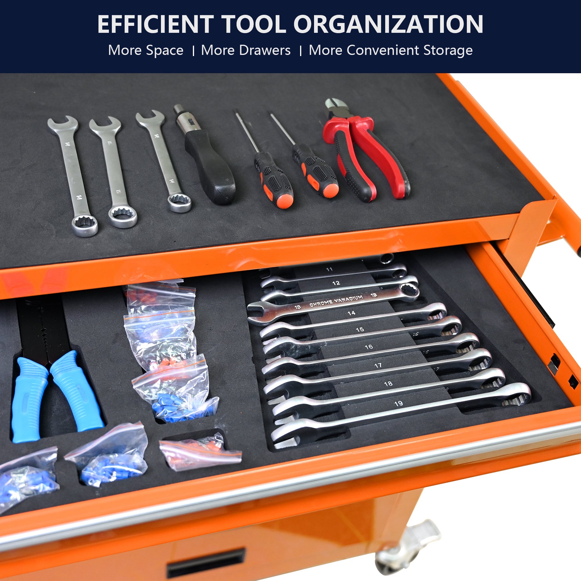 4 Drawers Multifunctional Tool Cart With Wheels-Orange