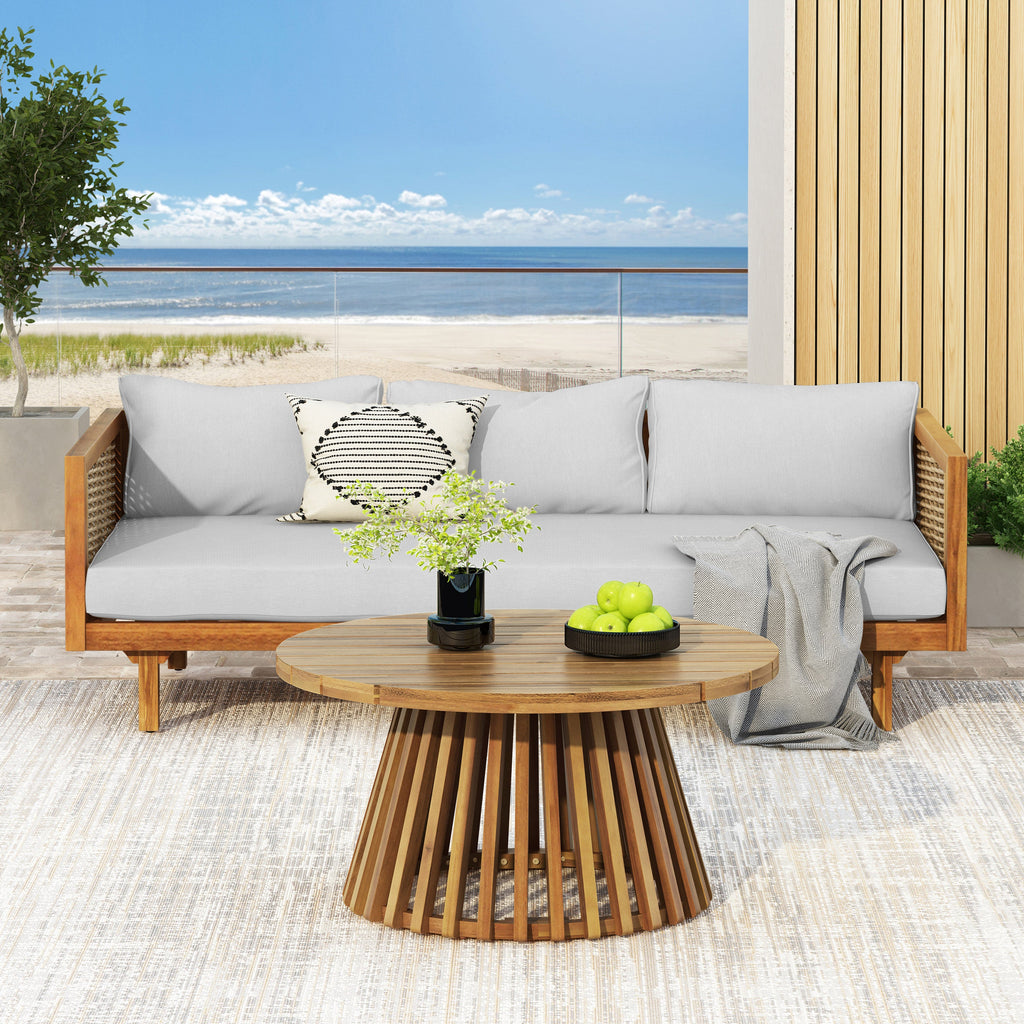 PATIO FURNITRE SETS : CLAREMONT 3 SEATER DAYBED + ACACIA WOOD TABLE