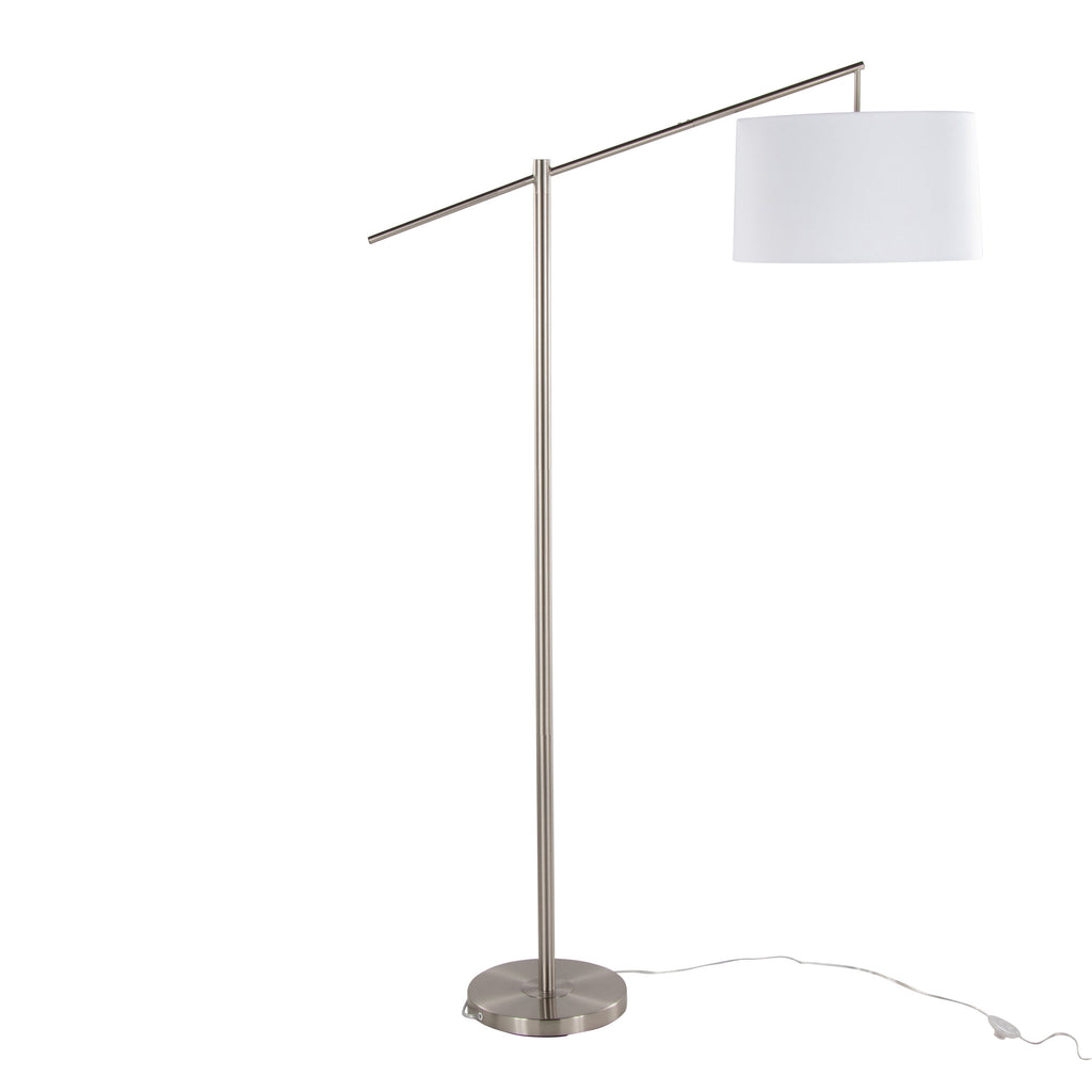 Casper 69' Contemporary Metal Floor Lamp in Brushed Nickel with Off-White Linen Shade from Grandview Gallery by LumiSource