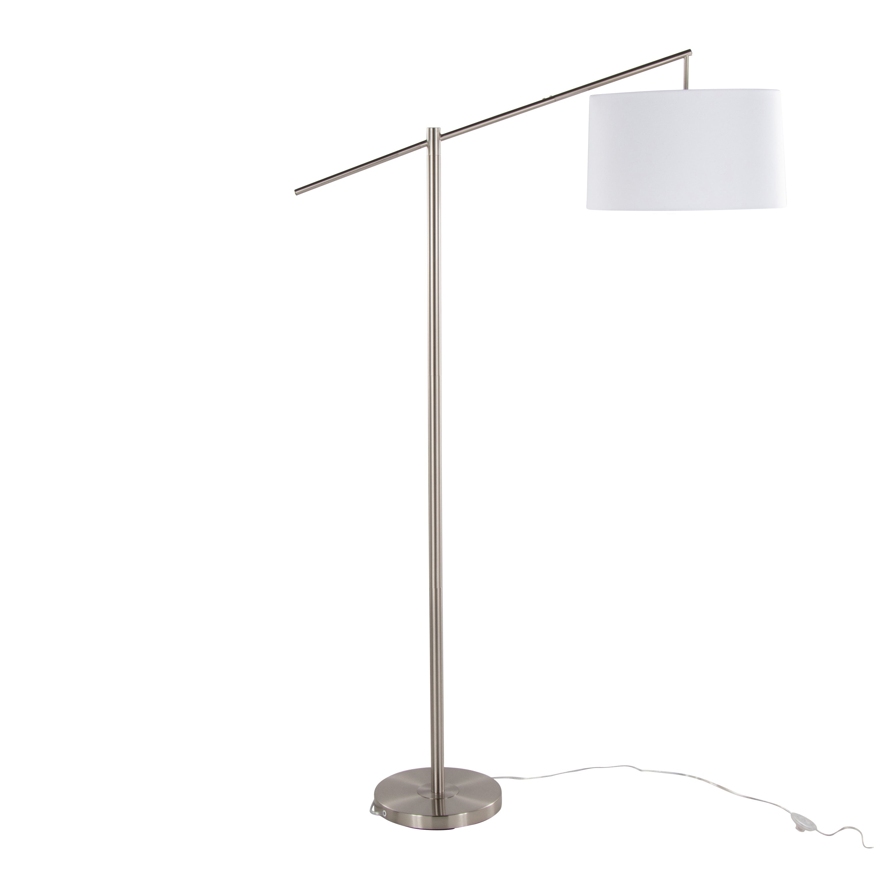 Casper 69' Contemporary Metal Floor Lamp in Brushed Nickel with Off-White Linen Shade from Grandview Gallery by LumiSource