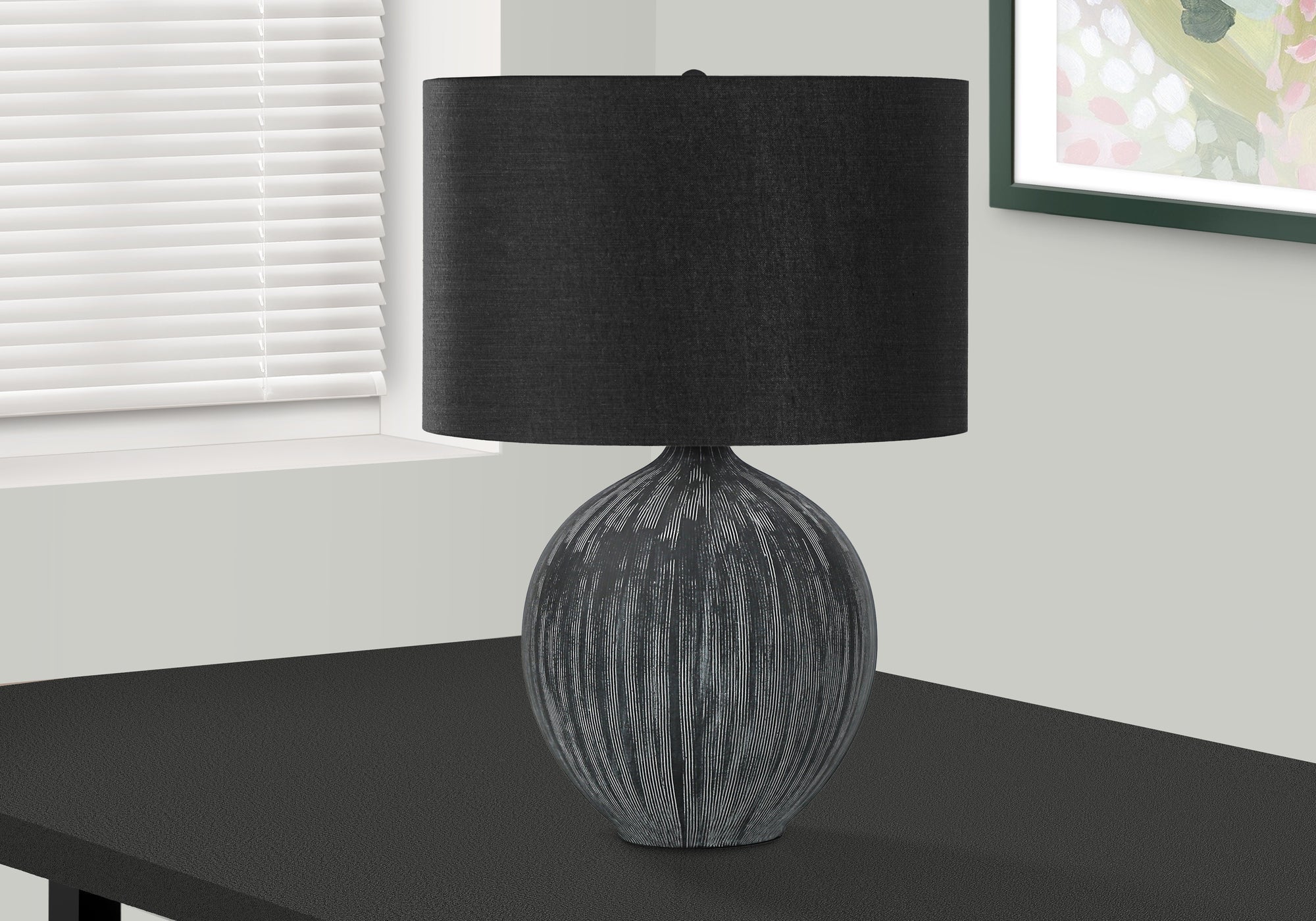 Lighting, 23'h, Table Lamp, Black Ceramic, Black Shade, Contemporary
