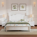 3-Pieces Bedroom Sets,Queen Size Wood Platform Bed  and Two Nightstands-White
