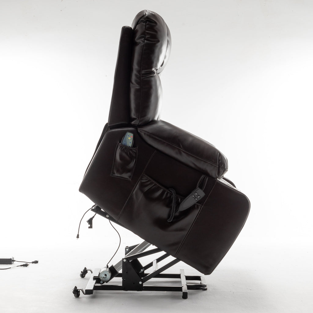 Lift Chair for Big and Tall Person with Inconvenient Legs: High Density Foam Lift Sofa with Heat and Massage, 2 Pockets, 2 Cup Holder, 2 Remote, OKIN Motor