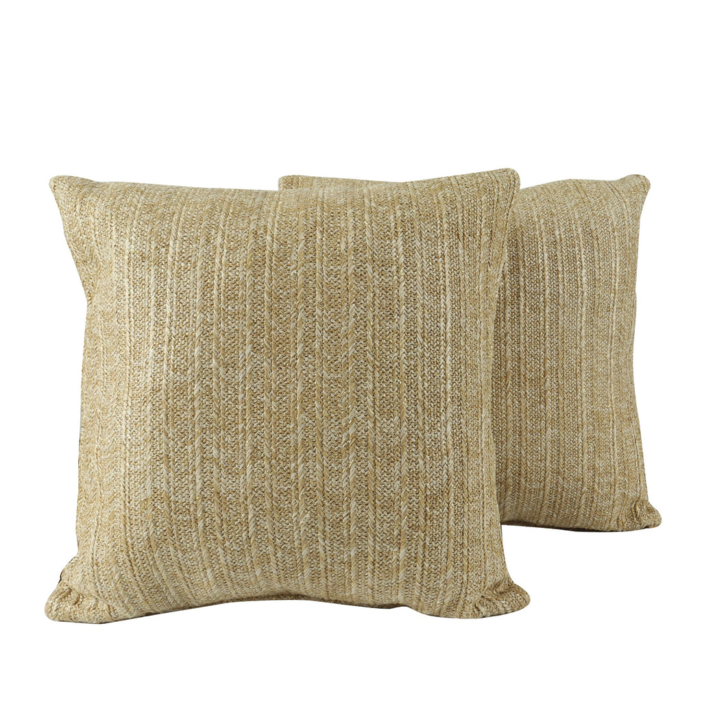 Outdoor/Indoor Throw Pillows, Decorative Throw Pillows with Inserts, Simulated Straw Weaving 18'x18' Square Pillows for Bed, Couch, Sofa and Patio Furniture (Set of 2)