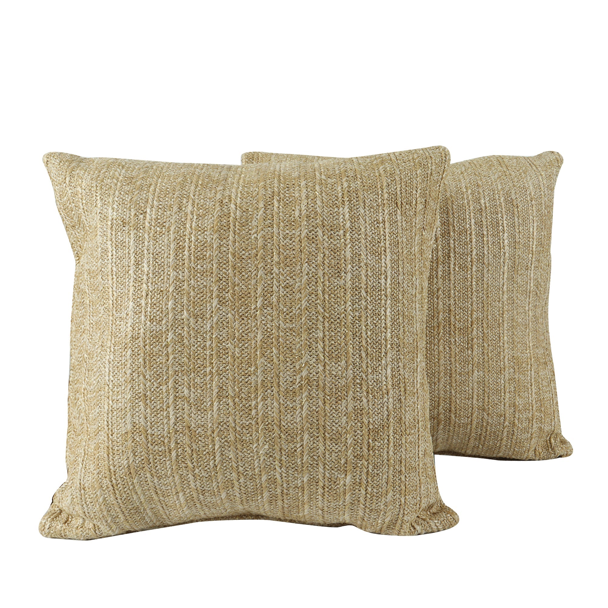 Outdoor/Indoor Throw Pillows, Decorative Throw Pillows with Inserts, Simulated Straw Weaving 18'x18' Square Pillows for Bed, Couch, Sofa and Patio Furniture (Set of 2)