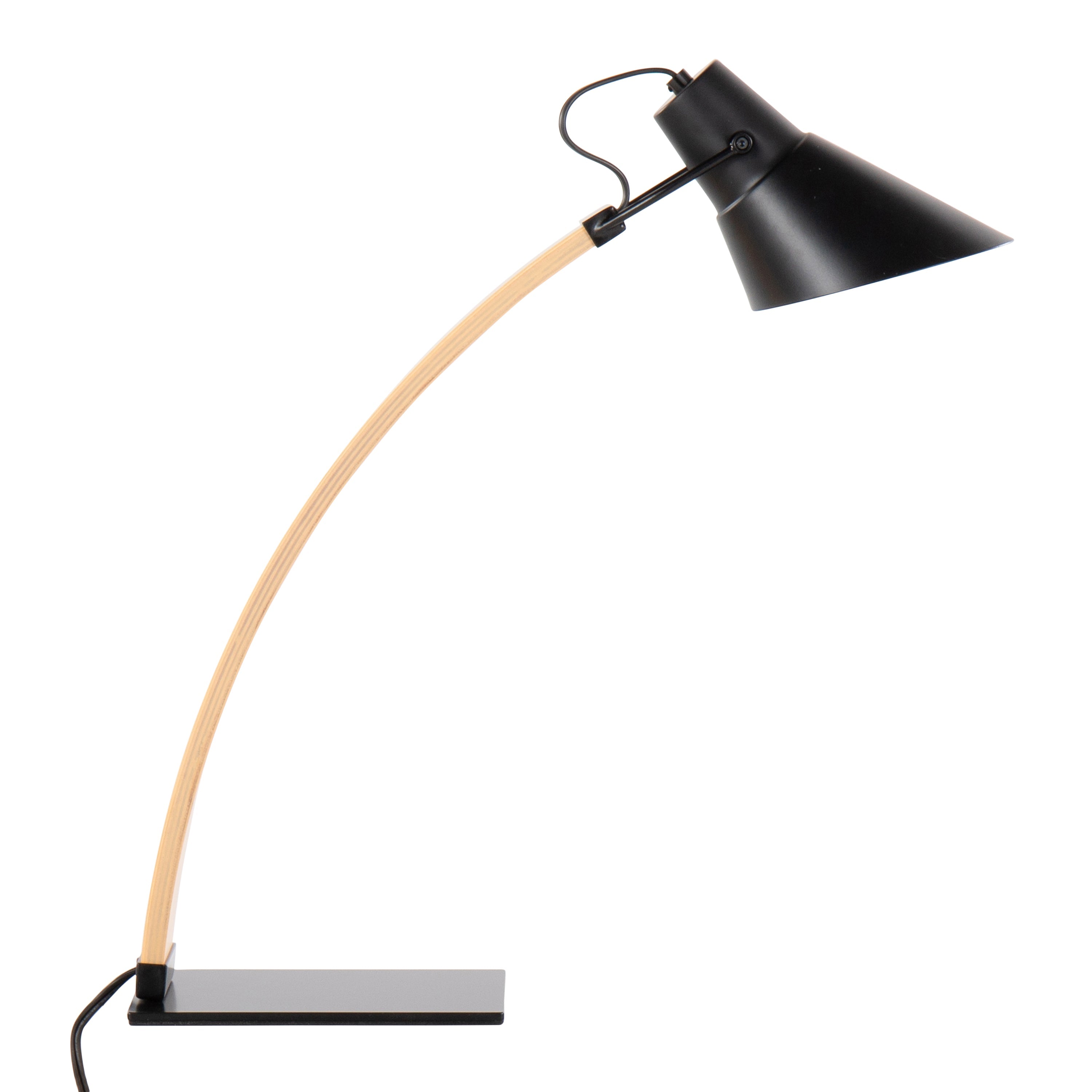 Noah Contemporary Table Lamp in Natural Wood and Black Metal by LumiSource
