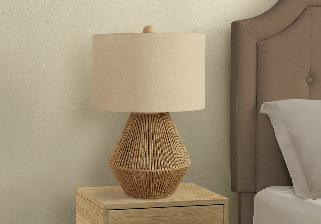 Lighting, 22'h, Table Lamp, Brown Rope, Beige Shade, Transitional