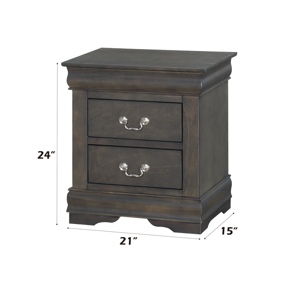 Louis Philippe Dark Gray Finish 2PCS Bedroom Set (E. King)