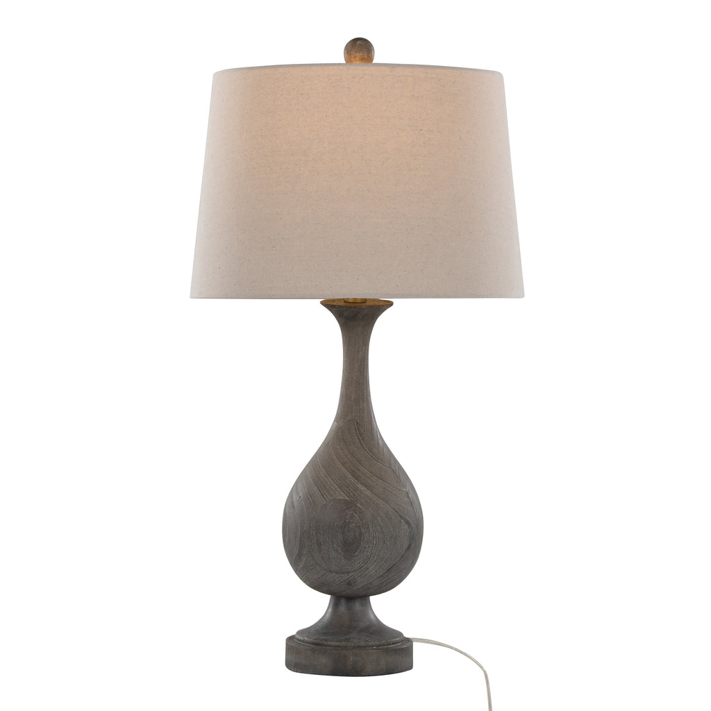 Cipolla Poly 29' Farmhouse Polyresin Table Lamp in Acid Griffin Wood Polyresin, Antique Soft Brass and Natural Linen Shade from Grandview Gallery by LumiSource - Set of 2
